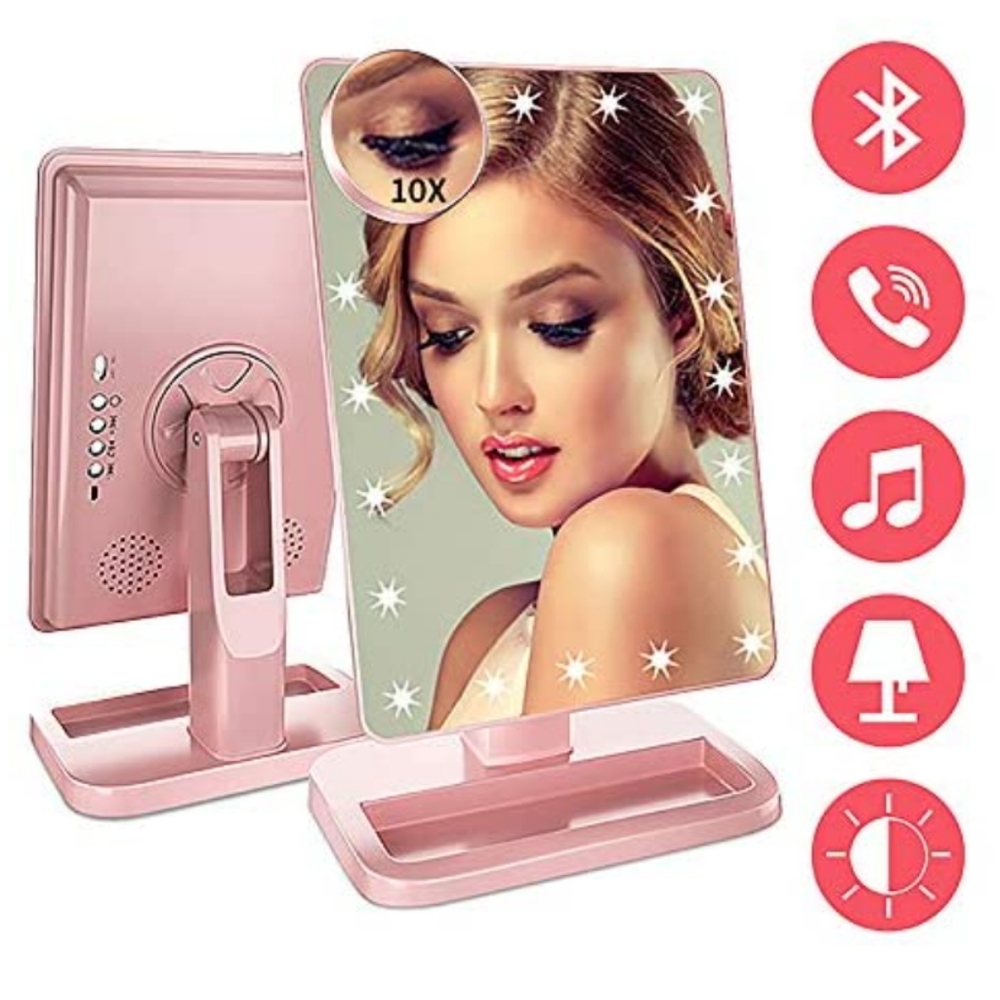 Rose gold Bluetooth LED makeup mirror
